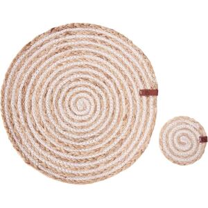 Beliani - Jute Tableware Set - Round Natural Style - 12 Pieces Beliani - Jute Tableware Set - Round Natural Style - 12 Pieces