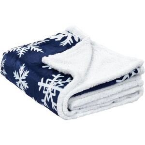 Beliani Anise Blue Reversible Snowflake Blanket 150x200 Beliani Anise Blue Reversible Snowflake Blanket 150x200