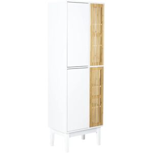 Beliani Bamboo MDF Bathroom Cabinet - Modern White & Light Wood Design Beliani Bamboo MDF Bathroom Cabinet - Modern White & Light Wood Design