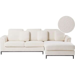 Beliani White Left Side L-Shaped Bouclé Sofa Beliani White Left Side L-Shaped Bouclé Sofa