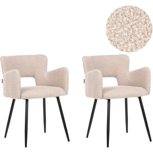 Beliani - Set of 2 Beige Bouclé Dining Chairs - Dining Chair Set Beliani - Set of 2 Beige Bouclé Dining Chairs - Dining Chair Set