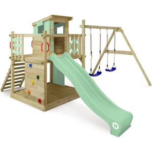 Casa de juegos de madera Wickey Smart Camp con columpio y tobogán - Set de parque infantil Casa de juegos de madera Wickey Smart Camp con columpio y tobogán - Set de parque infantil