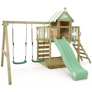 Wickey Parque de juego de madera Smart Candy - Juego de jardín con columpios y tobogán - Serie Wickey Smart Wickey Parque de juego de madera Smart Candy - Juego de jardín con columpios y tobogán - Serie Wickey Smart