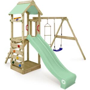 Wickey FreeFlyer Wooden Playground Set - Climbing Tower, Slide, Swing, Sandbox Wickey FreeFlyer Wooden Playground Set - Climbing Tower, Slide, Swing, Sandbox