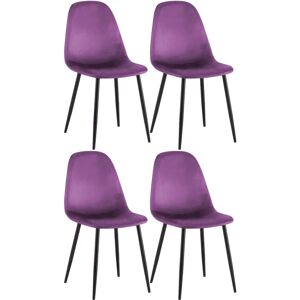 CLP Juego de 4 sillas de comedor Lila Terciopelo CLP Juego de 4 sillas de comedor Lila Terciopelo