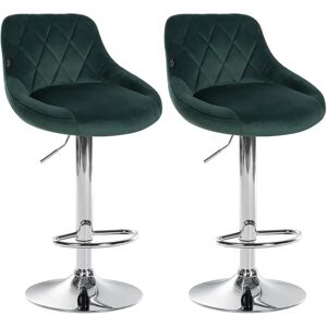 Ensemble de Tabourets Lazio en Velours - Réglable, Pivotant, Vert Foncé - Publicité Ensemble de Tabourets Lazio en Velours - Réglable, Pivotant, Vert Foncé - Publicité
