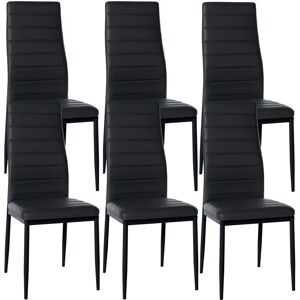 CLP Juego de 6 Sillas de Comedor Negros de Cuero Sintético - Sillas de Comedor CLP Juego de 6 Sillas de Comedor Negros de Cuero Sintético - Sillas de Comedor
