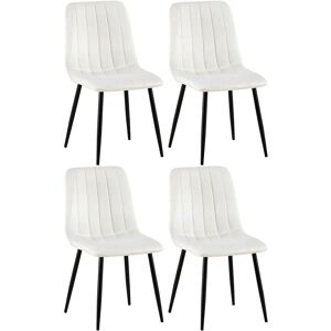 Conjunto de 4 sillas de comedor en terciopelo o tela en blanco crema - CLP Conjunto de 4 sillas de comedor en terciopelo o tela en blanco crema - CLP