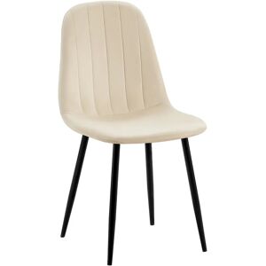 Sconto Silla de Comedor de Terciopelo Crema - Silla de Comedor Sconto Silla de Comedor de Terciopelo Crema - Silla de Comedor