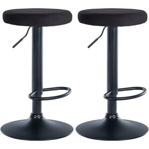 CLP - Conjunto de 2 taburetes de bar de terciopelo negro y metal CLP - Conjunto de 2 taburetes de bar de terciopelo negro y metal