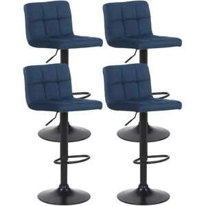 Set de 4 Taburetes de Barra de Terciopelo CLP Feni - Ajustable, 360° Giratorio - Azul Set de 4 Taburetes de Barra de Terciopelo CLP Feni - Ajustable, 360° Giratorio - Azul
