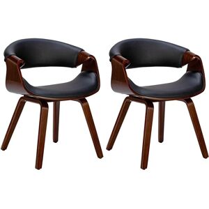 Sillas de comedor Foley Nogal/Negro Cuero Sintético - Sillas de comedor Sillas de comedor Foley Nogal/Negro Cuero Sintético - Sillas de comedor