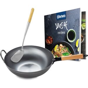 CLP Wok set con libro de recetas y espátula - 34 cm plana - Wok CLP Wok set con libro de recetas y espátula - 34 cm plana - Wok