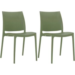 CLP Ensemble de 2 chaises empilables Maya olive - Publicité CLP Ensemble de 2 chaises empilables Maya olive - Publicité
