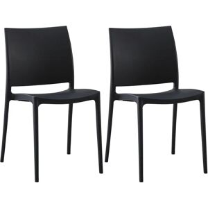 Sillas de jardín de plástico CLP Meton - Pack de 2, Negro Sillas de jardín de plástico CLP Meton - Pack de 2, Negro