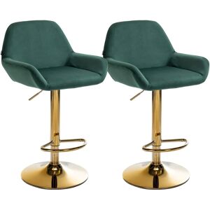 Conjunto de 2 taburetes de terciopelo verde oscuro - Taburetes de bar Conjunto de 2 taburetes de terciopelo verde oscuro - Taburetes de bar