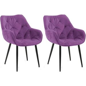 CLP Ensemble de 2 Chaises en Velours Lilas - Set de chaises - Publicité CLP Ensemble de 2 Chaises en Velours Lilas - Set de chaises - Publicité