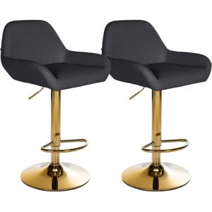 Conjunto de 2 taburetes de bar Braga negros con base dorada Conjunto de 2 taburetes de bar Braga negros con base dorada