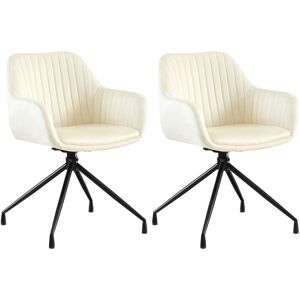 Conjunto de 2 sillas de comedor de terciopelo crema CLP Welby Conjunto de 2 sillas de comedor de terciopelo crema CLP Welby