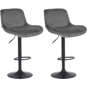 CLP Solon Taburete de Bar Gris Oscuro Terciopelo - Bar Stool CLP Solon Taburete de Bar Gris Oscuro Terciopelo - Bar Stool