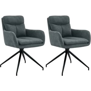 Ensemble de 2 chaises de salle à manger en tissu gris foncé - Publicité Ensemble de 2 chaises de salle à manger en tissu gris foncé - Publicité