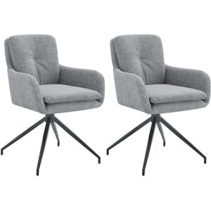 CLP Conjunto de 2 sillas de comedor de tela gris CLP Conjunto de 2 sillas de comedor de tela gris
