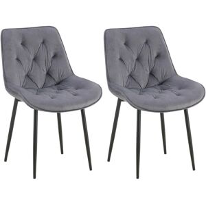 Sillas de comedor de terciopelo gris oscuro - 2 unidades Sillas de comedor de terciopelo gris oscuro - 2 unidades