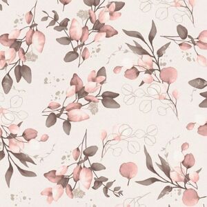 Profhome Brown Floral Metallic Wallpaper - Wallpaper Profhome Brown Floral Metallic Wallpaper - Wallpaper