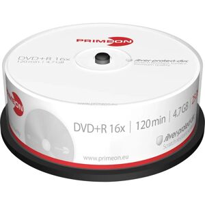 Primeon DVD+R 25 pezzi - 4,7GB - 16X - Argento - Spindle Primeon DVD+R 25 pezzi - 4,7GB - 16X - Argento - Spindle