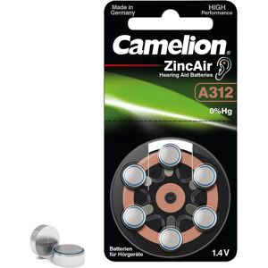 Piles d’audition Camelion A312 - Zinc-Air 6 Pack - Sans Mercure Piles d’audition Camelion A312 - Zinc-Air 6 Pack - Sans Mercure