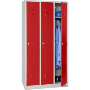 Gürkan Spind - 3 Schließfächer, Stahl, Lichtgrau/Feuerrot - 90x50x180 cm Gürkan Spind - 3 Schließfächer, Stahl, Lichtgrau/Feuerrot - 90x50x180 cm
