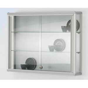 Vitrina de pared Kaiserkraft - Plata Eloxal, 2 estantes, puertas correderas Vitrina de pared Kaiserkraft - Plata Eloxal, 2 estantes, puertas correderas