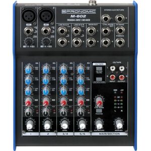 Pronomic M-602 Mixer - 6-Kanal, FX-Send, Phantom Power Pronomic M-602 Mixer - 6-Kanal, FX-Send, Phantom Power