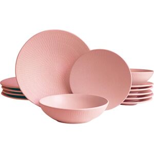 Echtwerk JEDÁLENSKÝ SERVIS - 12-Piece Vintage Pink Stoneware Set Echtwerk JEDÁLENSKÝ SERVIS - 12-Piece Vintage Pink Stoneware Set