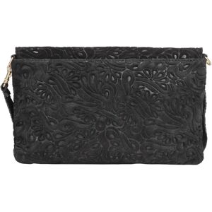 Samantha Look Leder Clutch - Damen, Schwarz, Blumenmuster - Clutch Tasche Samantha Look Leder Clutch - Damen, Schwarz, Blumenmuster - Clutch Tasche