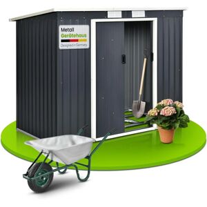 Juskys Abri de jardin M 4m³ Gris - En Acier Durable - Publicité Juskys Abri de jardin M 4m³ Gris - En Acier Durable - Publicité
