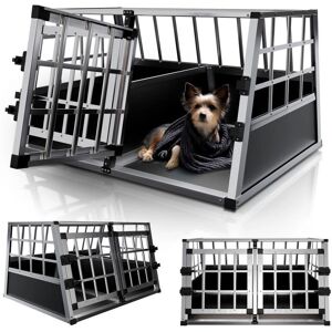 Juskys Boîte de transport pour chiens en aluminium L-X - 65x91x69cm - Voyage, Gris/Noir - Publicité Juskys Boîte de transport pour chiens en aluminium L-X - 65x91x69cm - Voyage, Gris/Noir - Publicité