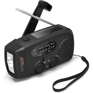 Technaxx TX-238 Radio durgence AM, FM radio durgence manivelle, panneau solaire, lampe de poche, rechargeable noir Technaxx TX-238 Radio durgence AM, FM radio durgence manivelle, panneau solaire, lampe de poche, rechargeable noir