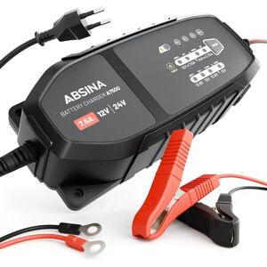 Chargeur de Batterie Absina A7500 - 12V/24V, 7.50 A, 10 niveaux automatiques - Publicité Chargeur de Batterie Absina A7500 - 12V/24V, 7.50 A, 10 niveaux automatiques - Publicité