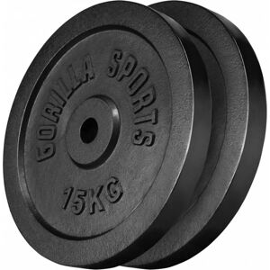 Gorilla Sports Gjutjärn Viktskivor - 2x15kg Svart - Träningsutrustning Gorilla Sports Gjutjärn Viktskivor - 2x15kg Svart - Träningsutrustning