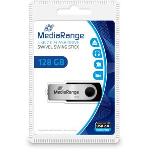 MediaRange MR913 USB-minne - 128GB, USB Type-A, Svart, Silver - Lagringsenhet MediaRange MR913 USB-minne - 128GB, USB Type-A, Svart, Silver - Lagringsenhet