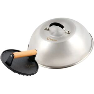 Campana per Hamburger in Acciaio Inox con Peso in Ghisa - BBQ-Toro Campana per Hamburger in Acciaio Inox con Peso in Ghisa - BBQ-Toro