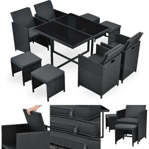 Ensemble de Jardin Juskys - Polyrattan, 9 pièces, Résistant aux Intempéries, Empilable - Publicité Ensemble de Jardin Juskys - Polyrattan, 9 pièces, Résistant aux Intempéries, Empilable - Publicité