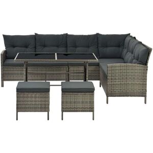 Juskys Grau Moucheté Gartenset - Sofa, Tisch, 2 Hocker - 7 Personen Juskys Grau Moucheté Gartenset - Sofa, Tisch, 2 Hocker - 7 Personen