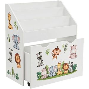 Bibliothèque pour enfants Juskys blanche avec 3 compartiments et coffre à jouets - Publicité Bibliothèque pour enfants Juskys blanche avec 3 compartiments et coffre à jouets - Publicité