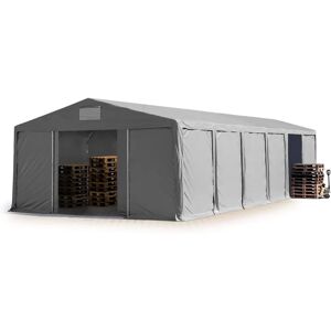 Tente de stockage Toolport 8x12m - PVC 850 gris - Publicité Tente de stockage Toolport 8x12m - PVC 850 gris - Publicité