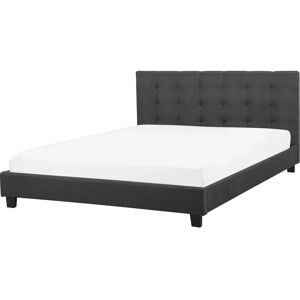 Beliani King Size Bed Dark Grey Upholstered Frame - Bed Beliani King Size Bed Dark Grey Upholstered Frame - Bed