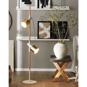 Beliani Floor Lamp White with Gold Metal 125 cm Adjustable Round Spotlights Modern Design Beliani Floor Lamp White with Gold Metal 125 cm Adjustable Round Spotlights Modern Design