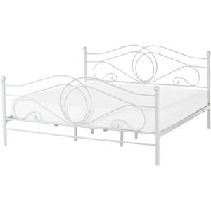 Beliani Bed Frame White Metal Super King Size - Bed Frame, 180x200 cm, Retro Vintage Beliani Bed Frame White Metal Super King Size - Bed Frame, 180x200 cm, Retro Vintage