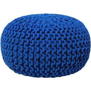 Beliani Dark Blue Cotton Knitted Round Pouf - Pouf Beliani Dark Blue Cotton Knitted Round Pouf - Pouf